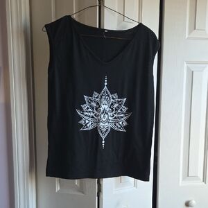 Sleeveless Top with White Mandala Design